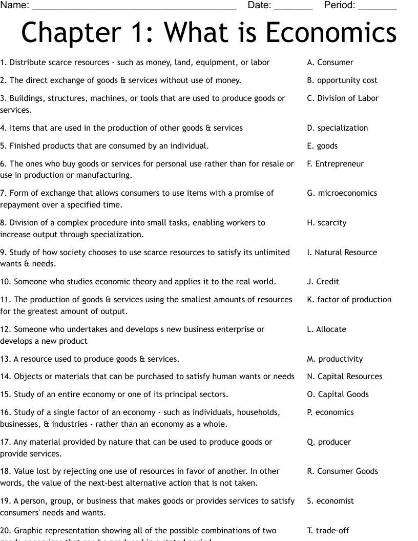 Free Printable Economic Worksheets Free Printable Economic Worksheets
