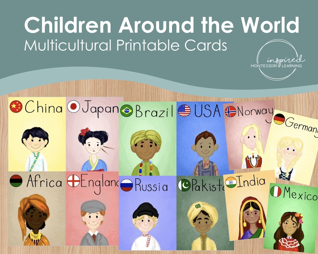 Children Around The World Printable Cards Multicultural Studies Culture U0026 Language Cultural Diversity Country Studies International Etsy
