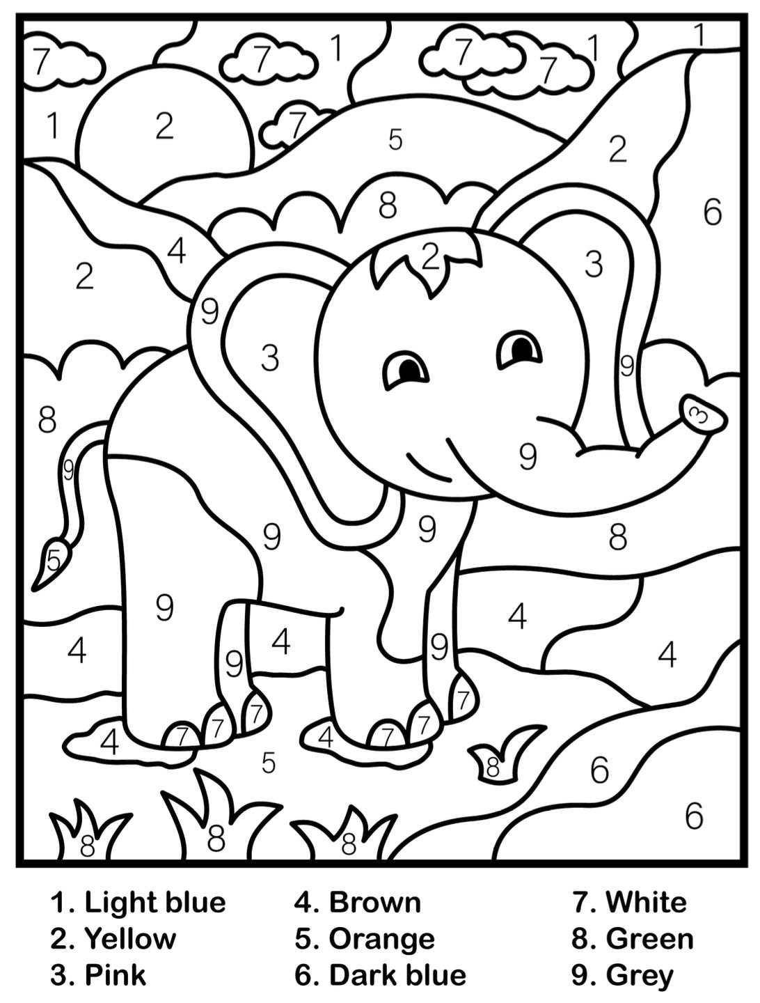 Children s Color By Number Printable PDF Printable Coloring 