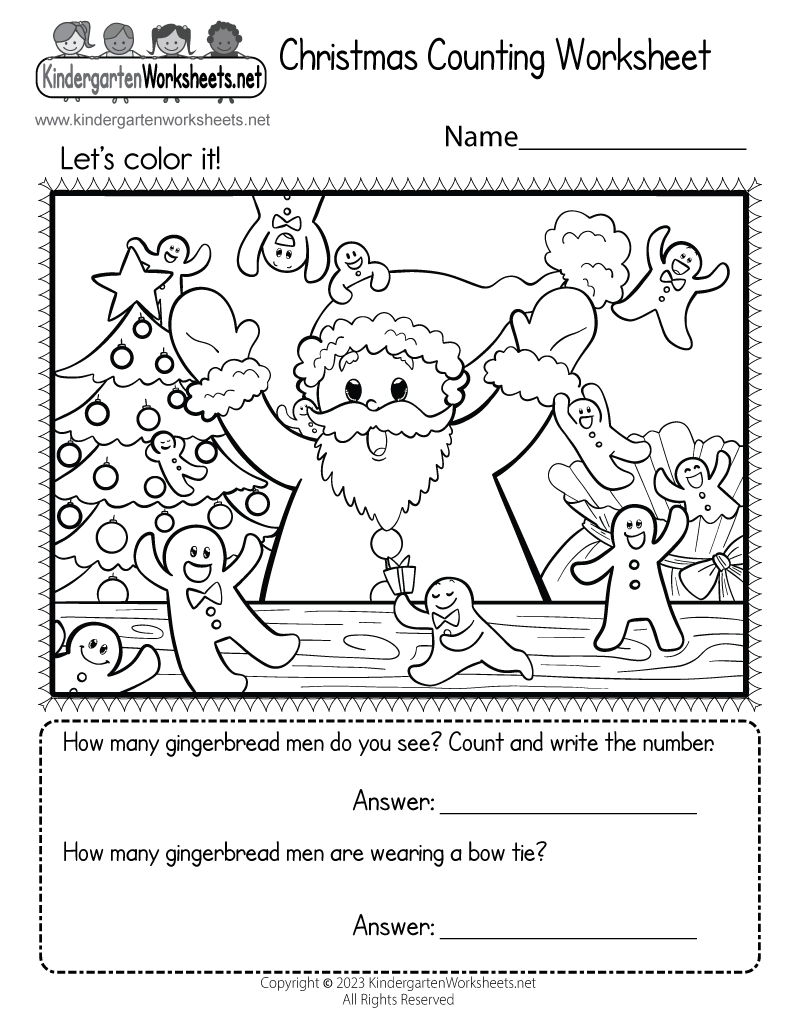 Free Kindergarten Worksheets For Christmas Free Kindergarten Worksheets For Christmas