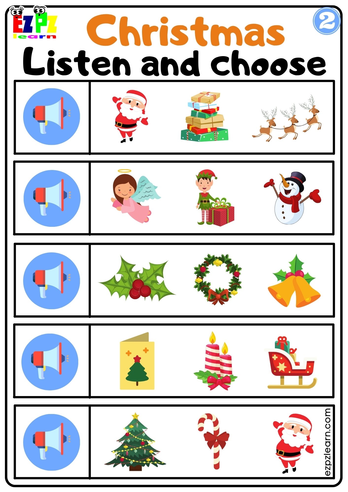 Christmas Interactive Worksheet Listen And Choose The Correct Images Activity For Kids And ESL Students G2 Ezpzlearn Christmas Interactive Worksheet Listen And Choose The Correct Images Activity For Kids And ESL Students G2 Ezpzlearn