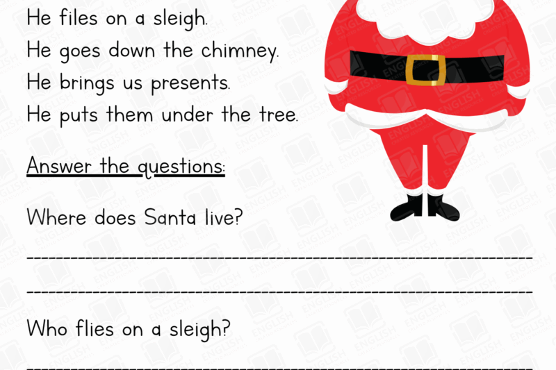 1st Grade Christmas Reading Comprehension Worksheets