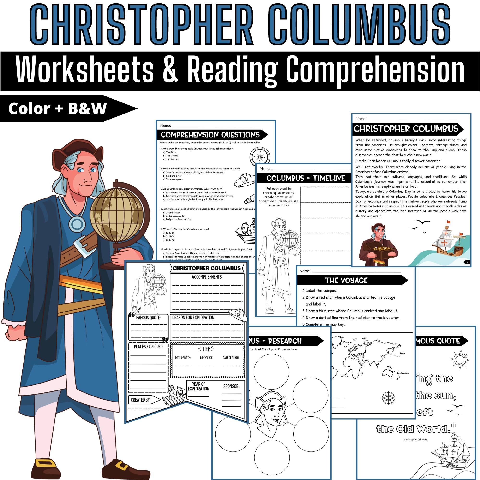 Christopher Columbus Reading Comprehension Worksheets Columbus Christopher Columbus Reading Comprehension Worksheets Columbus