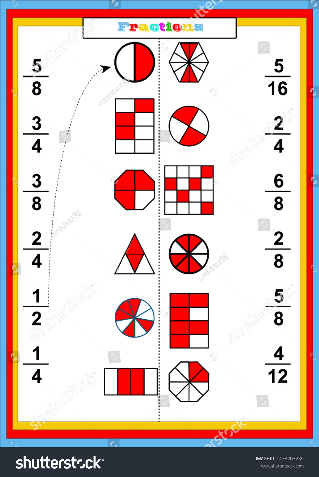 Circle Correct Fraction Mathematics Math Worksheet Stock Vector Circle Correct Fraction Mathematics Math Worksheet Stock Vector
