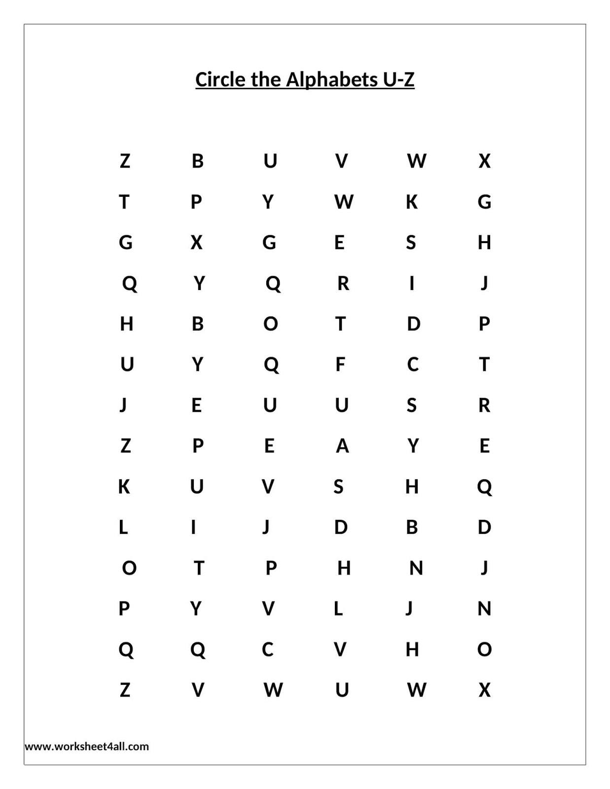 Circle The Letters Worksheet Alphabet In Circle Worksheet4All