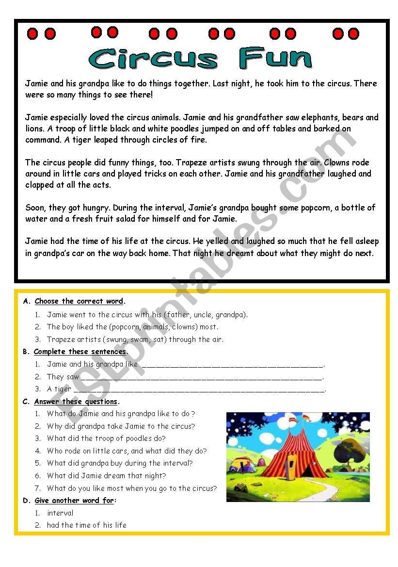 Circus Fun ESL Worksheet By Ceppoqueen Circus Fun ESL Worksheet By Ceppoqueen