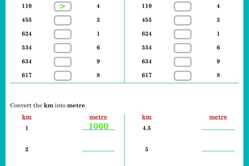 Class Iv Maths Worksheet