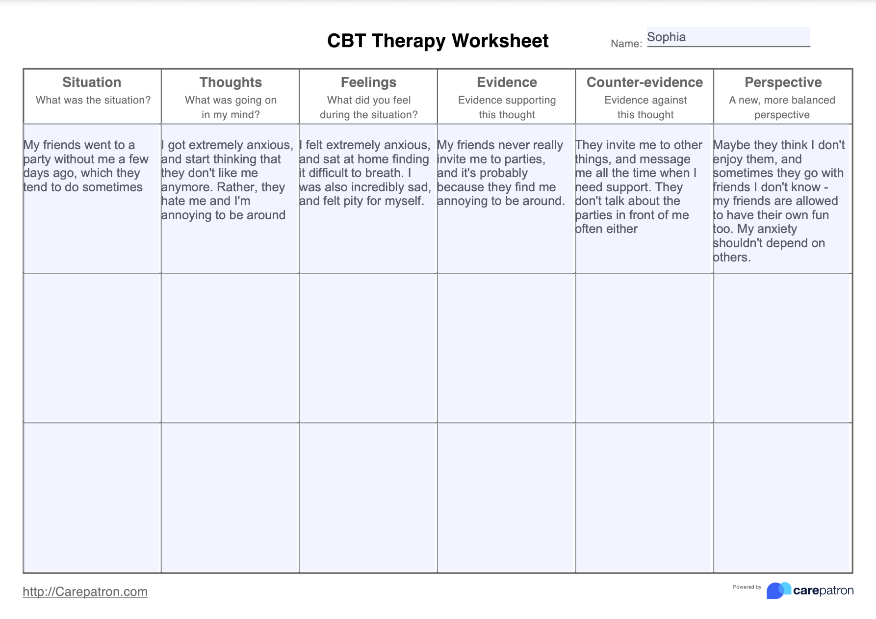 Free Printable Cbt Worksheets