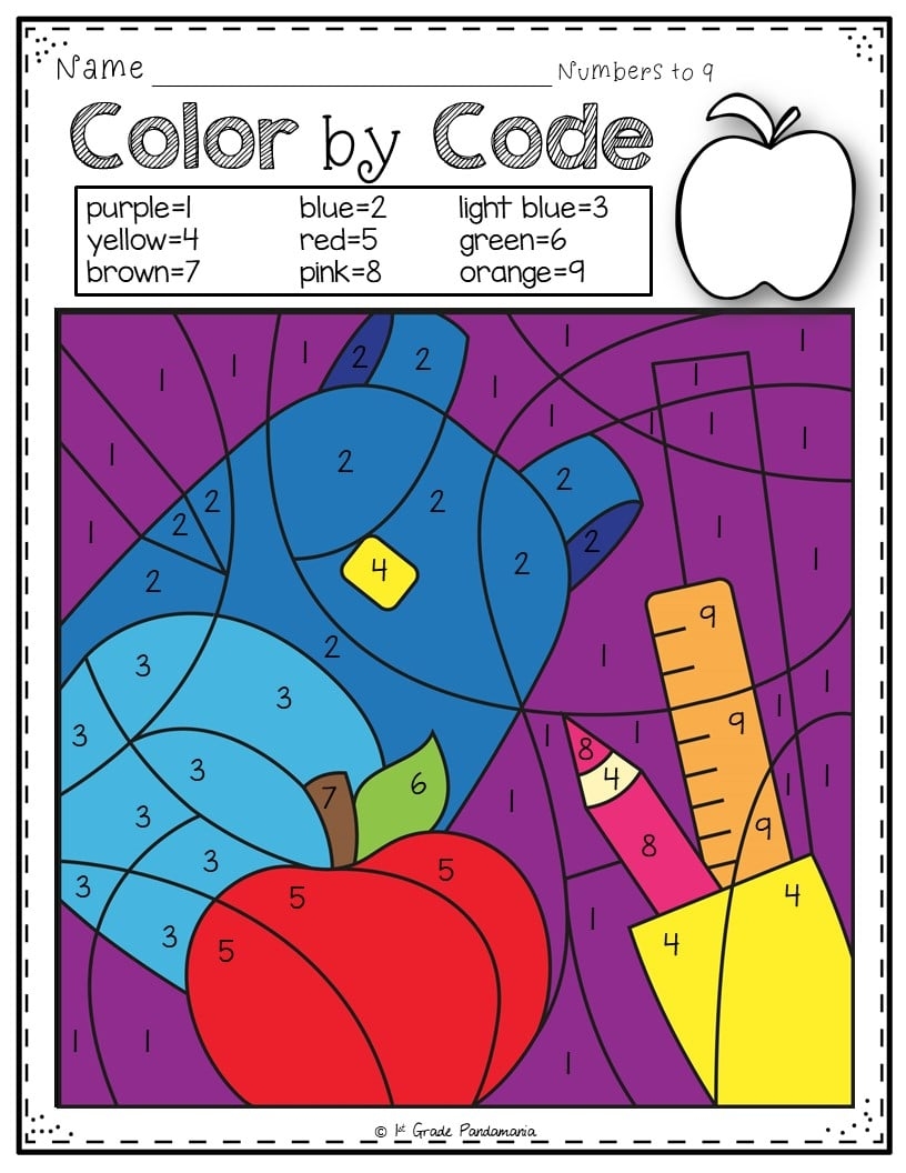 Color By Number Math Worksheets Back To School 1st Grade Pandamania Color By Number Math Worksheets Back To School 1st Grade Pandamania