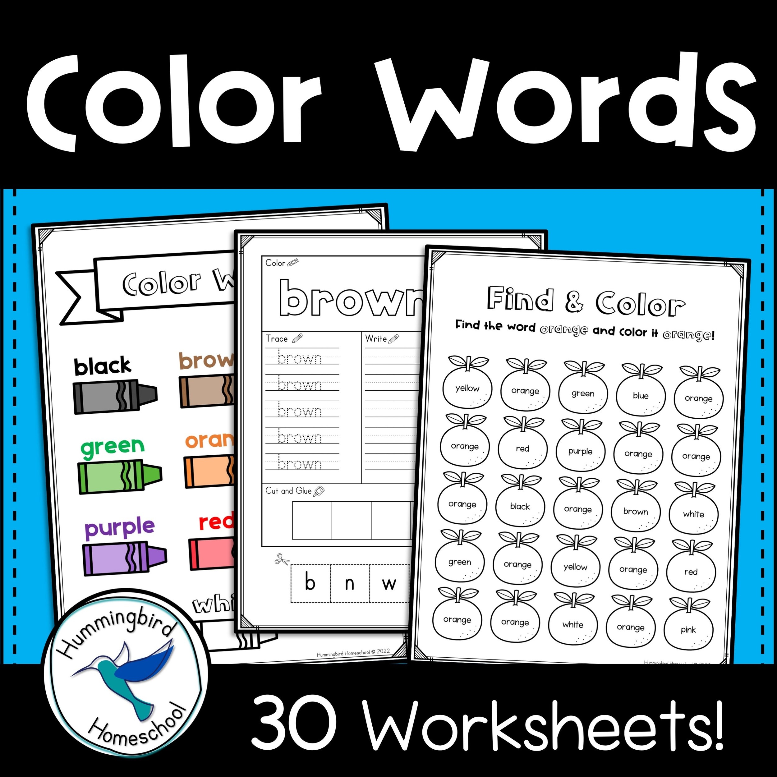 Color Words Worksheets For Kindergarten Hummingbird Homeschool Color Words Worksheets For Kindergarten Hummingbird Homeschool