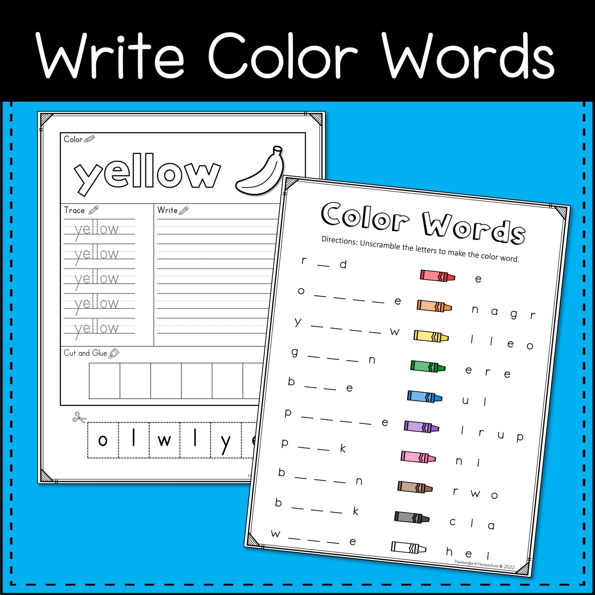 Color Words Worksheets For Kindergarten Hummingbird Homeschool Color Words Worksheets For Kindergarten Hummingbird Homeschool
