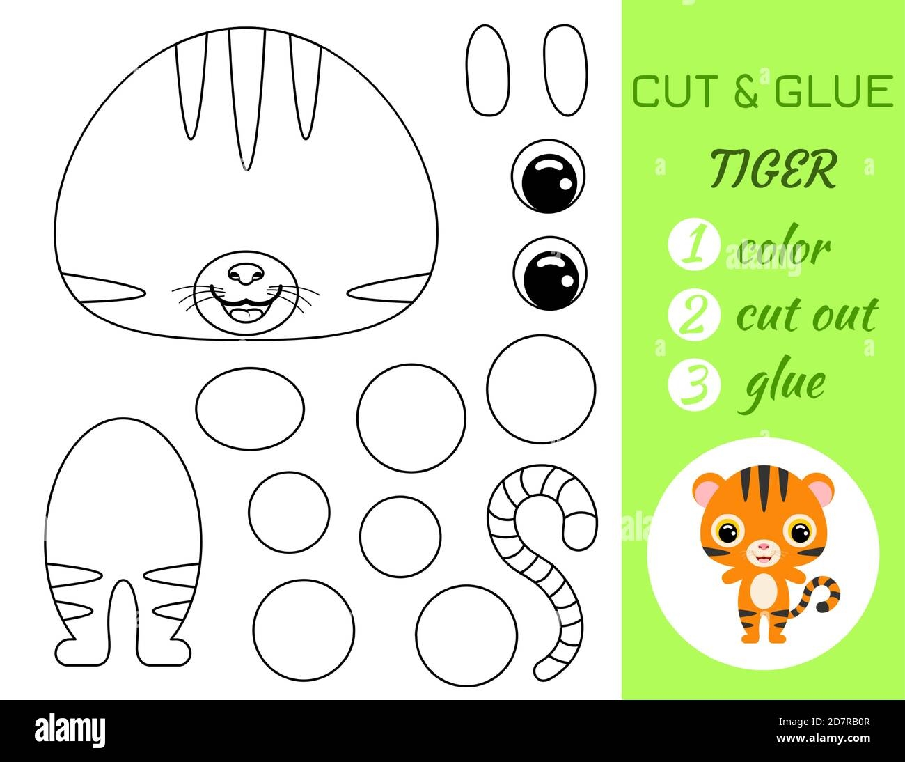 Coloring Book Cut And Glue Baby Tiger Educational Paper Game For Preschool Children Cut And Paste Worksheet Color Cut Parts And Glue On Paper Cart Stock Vector Image U0026 Art Alamy