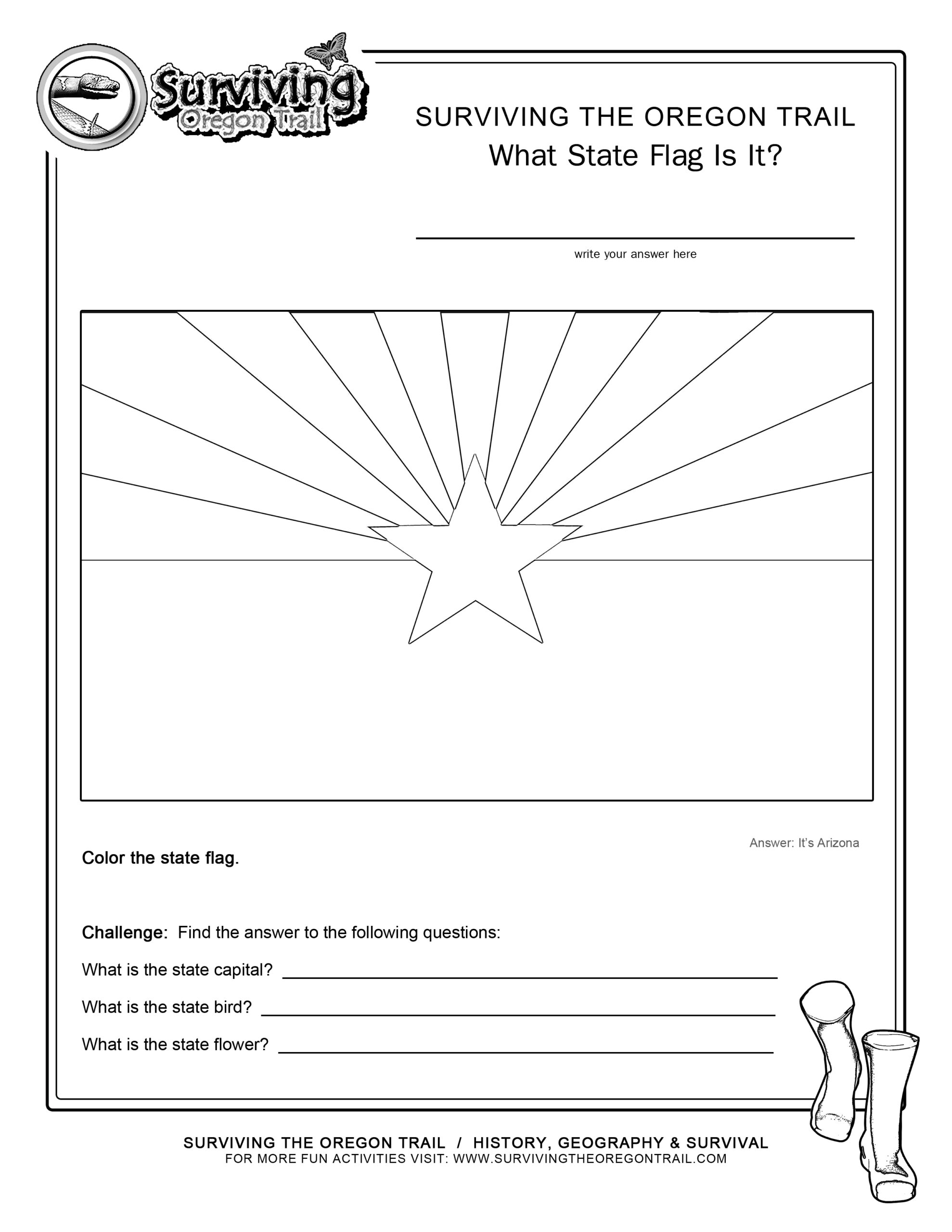 Coloring Page State Flag Arizona Printable Worksheet Surviving 