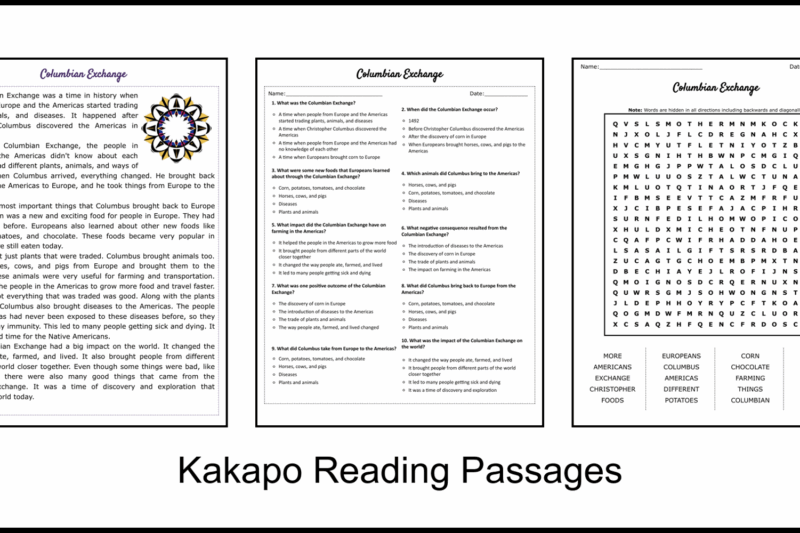 Columbian Exchange Reading Comprehension Worksheets Pdf