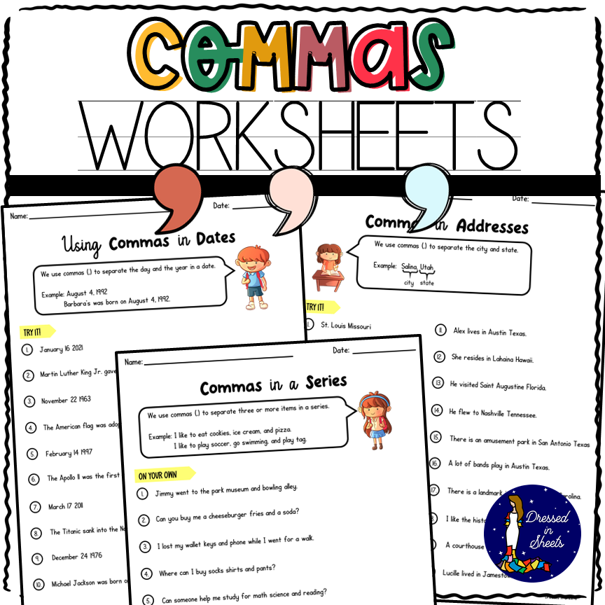 Commas Worksheets Teaching Resources teacher Made Worksheets  Commas Worksheets Teaching Resources teacher Made Worksheets