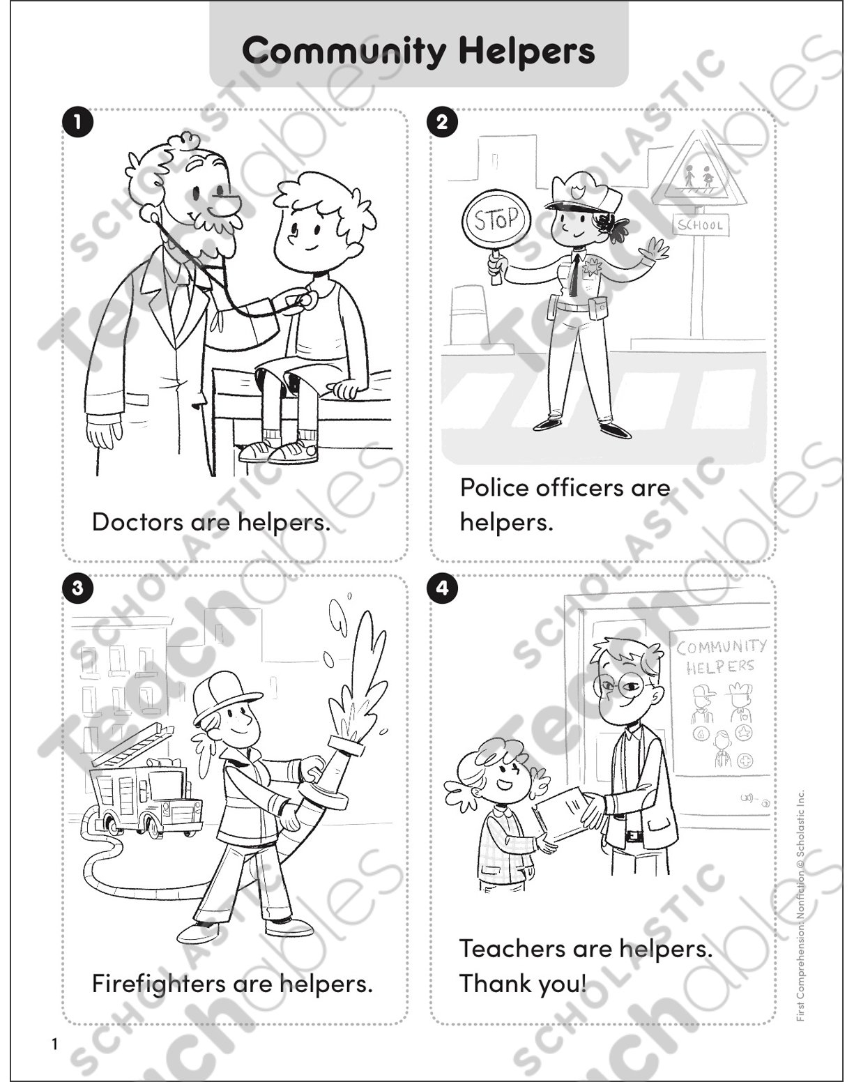 Community Helpers First Comprehension Nonfiction Printable Skills Sheets Community Helpers First Comprehension Nonfiction Printable Skills Sheets