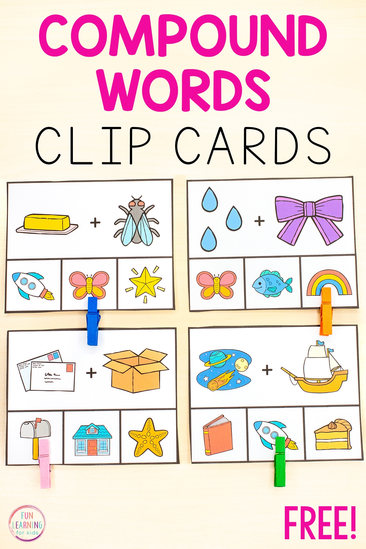 Compound Word Clip Cards Free Printable Compound Word Clip Cards Free Printable