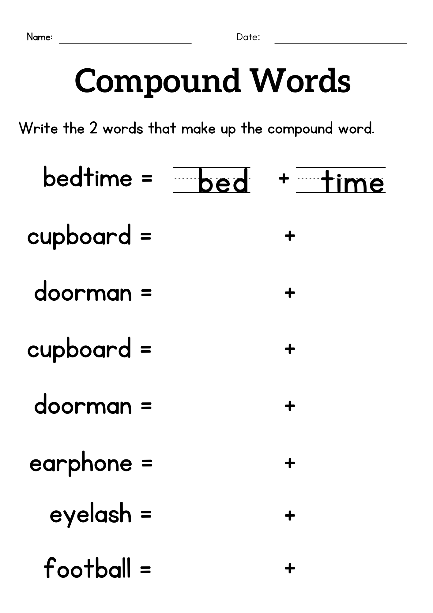 Compound Words Worksheet For Grade 1 Or 2 Compound Words Activity Sheets Compound Words Worksheet For Grade 1 Or 2 Compound Words Activity Sheets