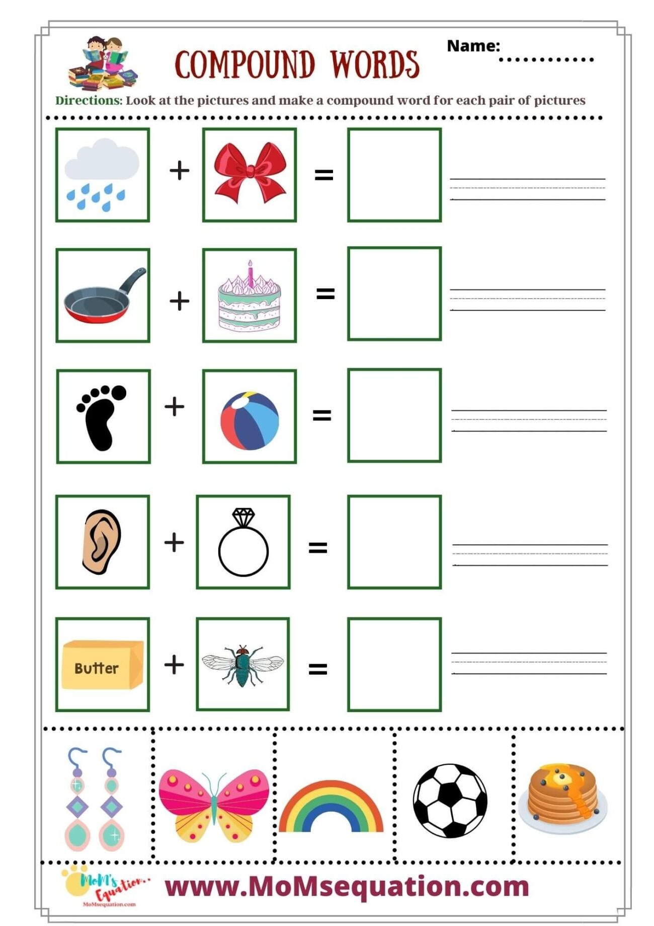 Compound Words Worksheets For Kindergarten With Pictures Learn