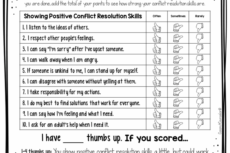 Free Printable Conflict Resolution Worksheets