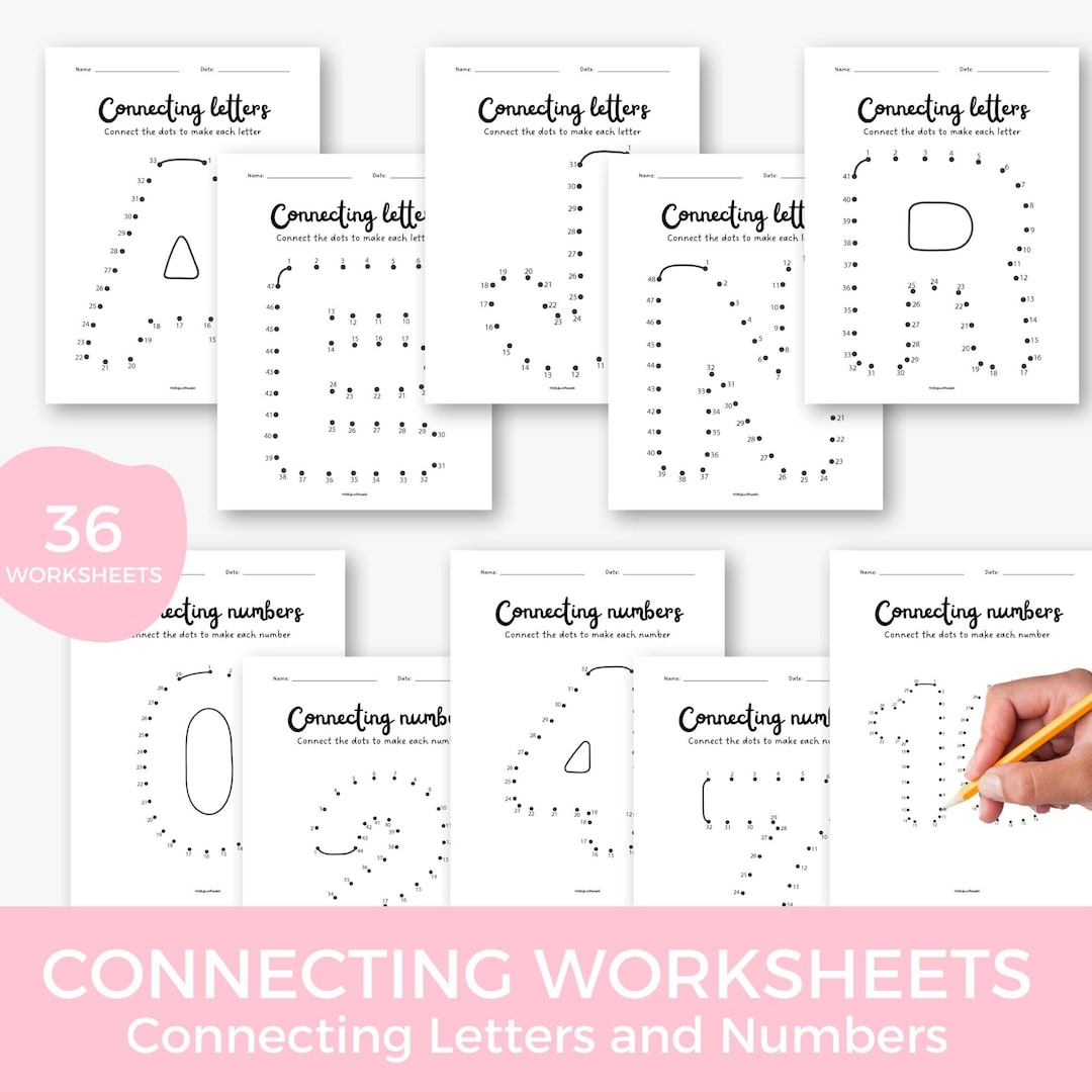 Connect The Dots Letters And Numbers Worksheets 36 Connecting Dots Worksheets Dot To Dot Coloring Pages Alphabet And Numbers Preschool