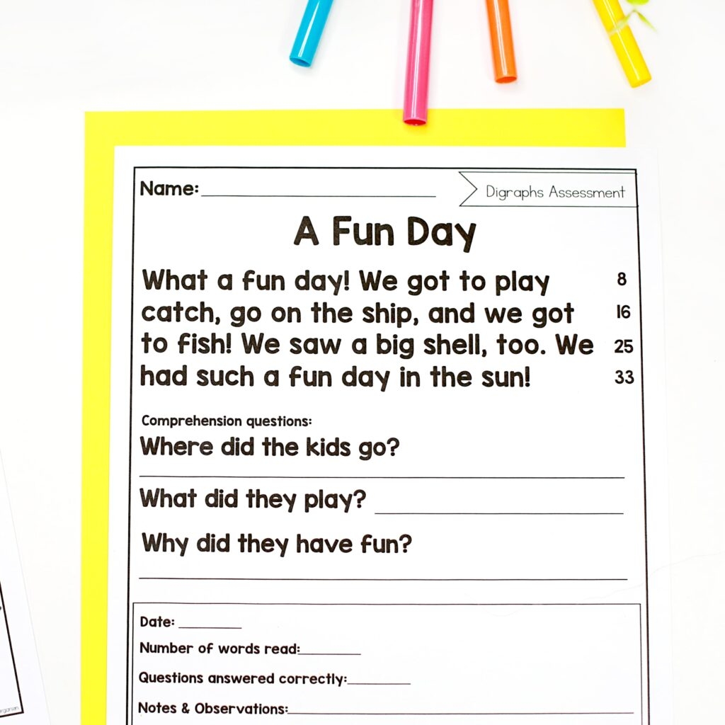 Consonant Digraphs Reading Comprehension Worksheets