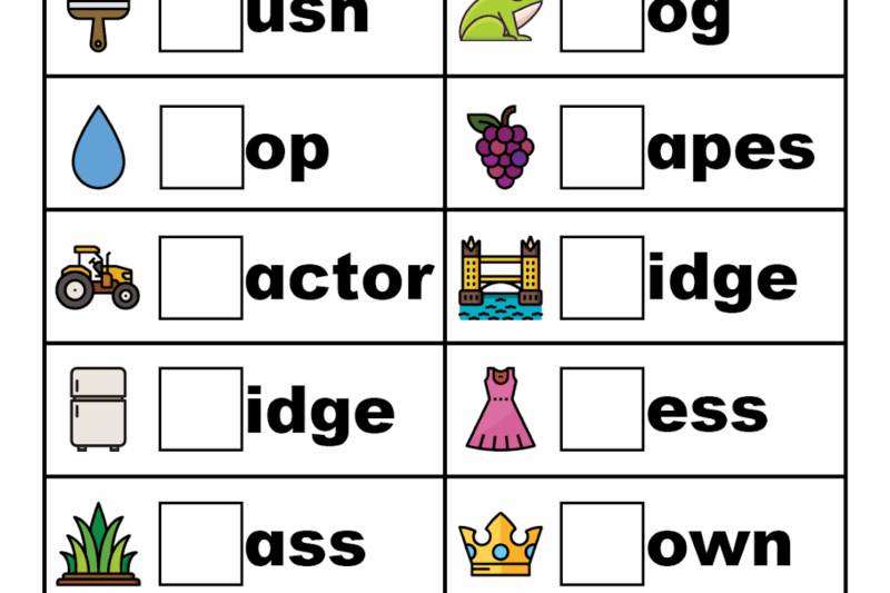 Free Printable Blend Worksheets