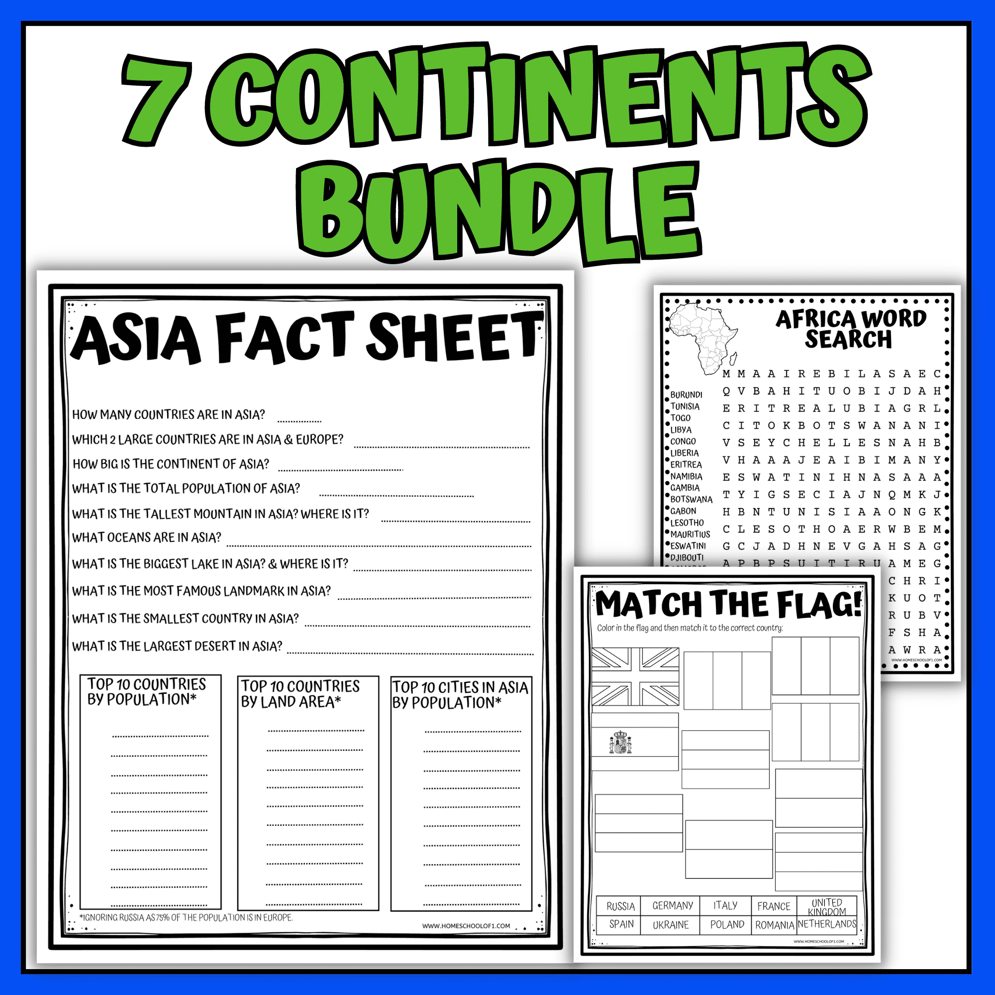Continent Worksheets Bundle Continent Worksheets Bundle