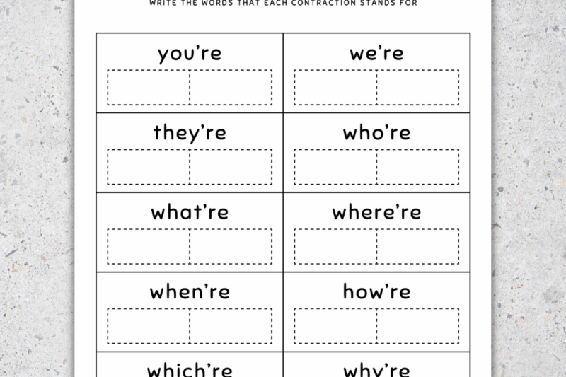 Free Printable Contraction Worksheets Second Grade