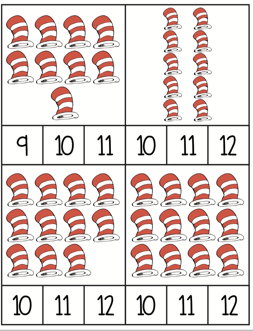 Counting Cards Cat In The Hat Dr Seuss Inspired Activity By  Counting Cards Cat In The Hat Dr Seuss Inspired Activity By