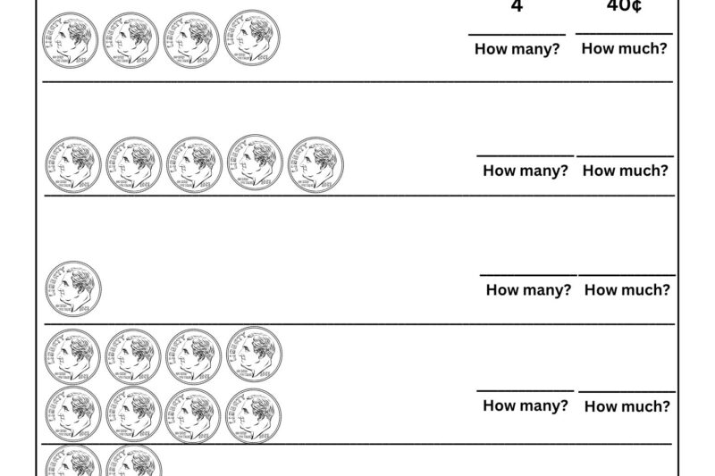 Free Printable Counting Dimes Worksheet