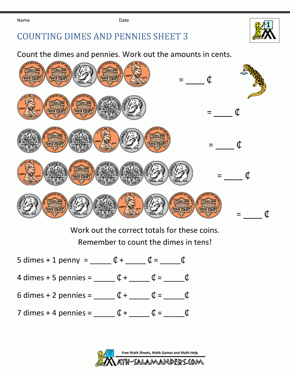 Counting Money Worksheets 1st Grade