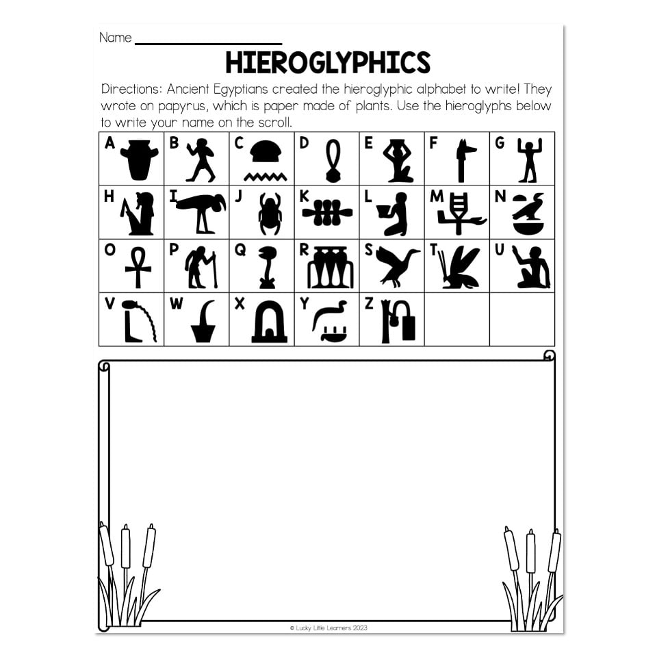 Country Study Egypt Hieroglyphics Lucky Little Learners Country Study Egypt Hieroglyphics Lucky Little Learners