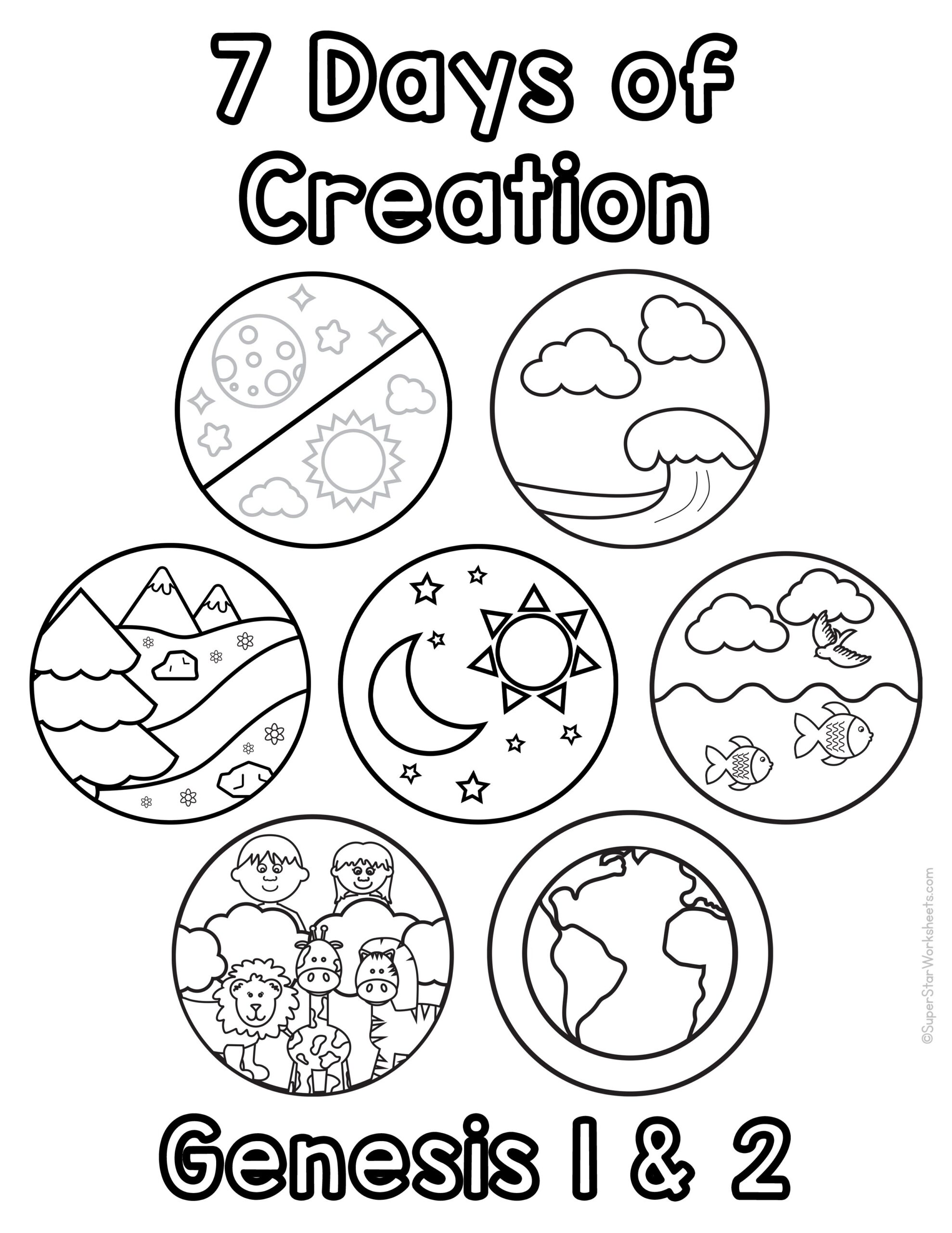 Creation Coloring Pages Free Printables Superstar Worksheets