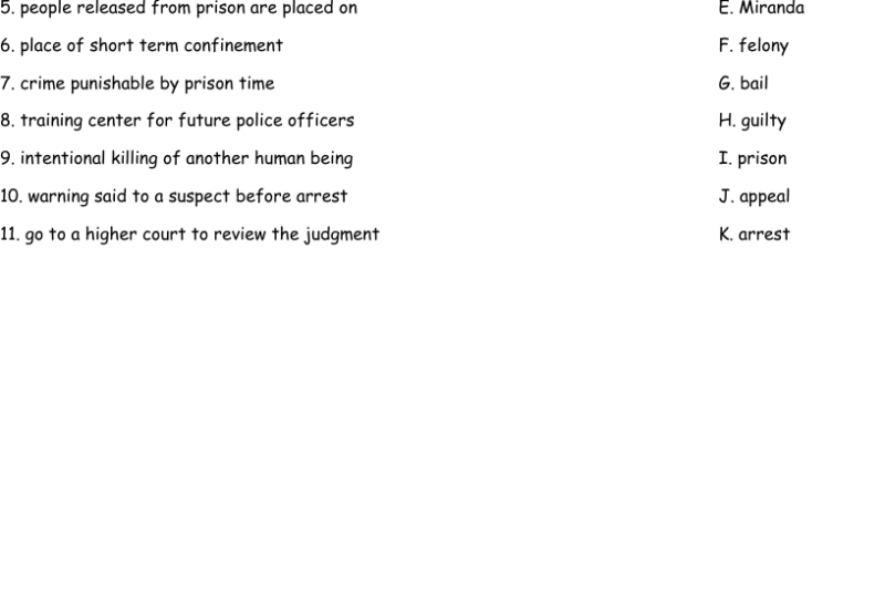 Free Printable Criminal Justice Worksheets