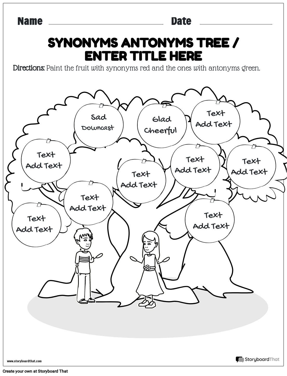 Customize Free Printable Synonyms And Antonyms Worksheets