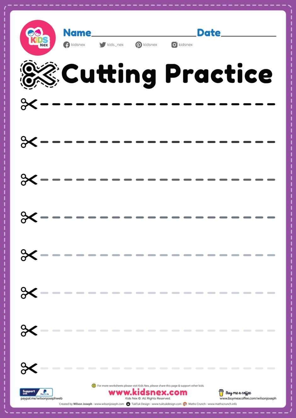 Cut Activity Free Printable PDF Worksheet For Preschool