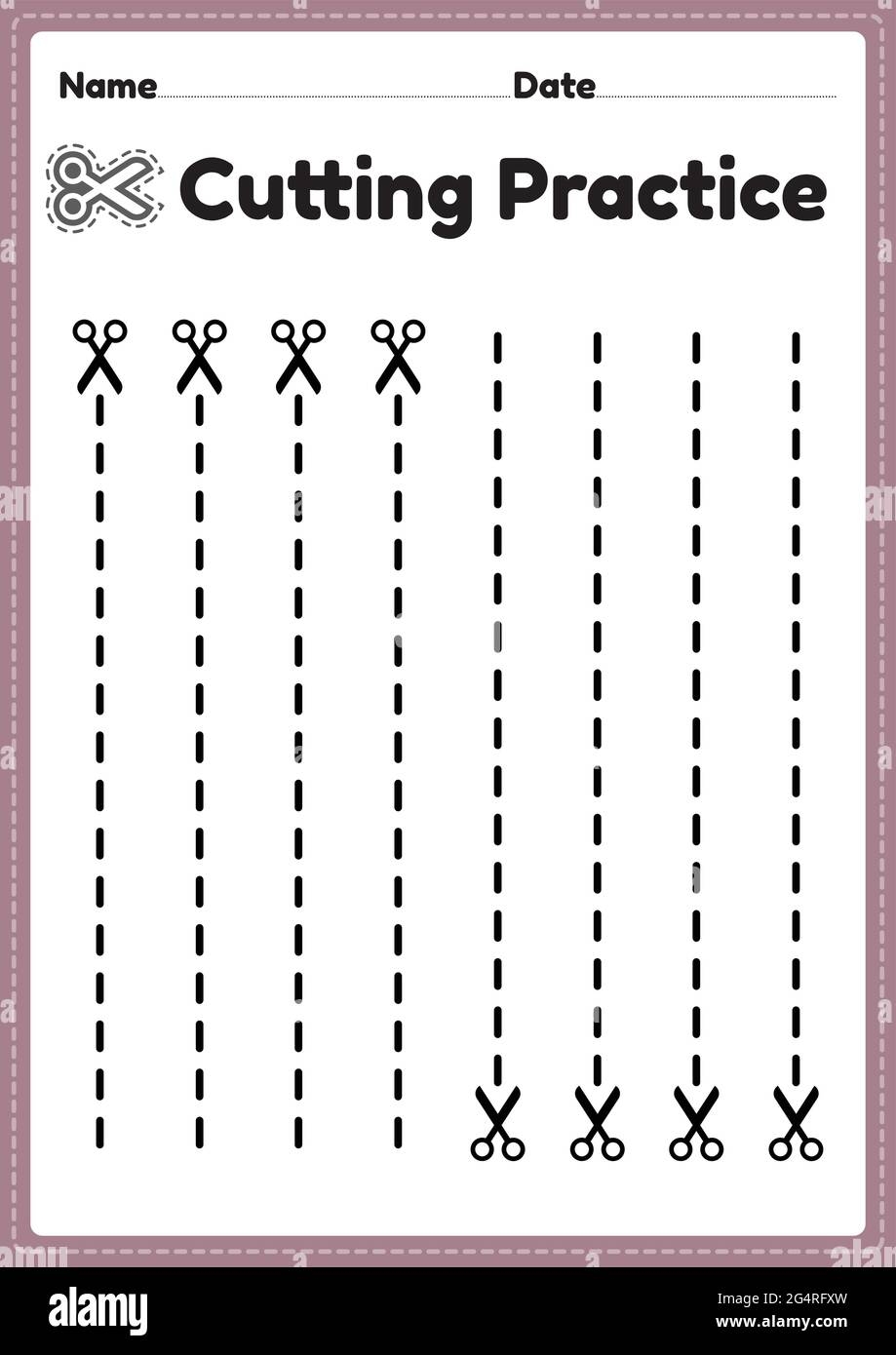 Cutting Activity Printable For Preschool And Kindergarten Kids To Cut The Paper With Scissors To Improve Motor Skills Coordination And Develop Small Stock Vector Image U0026 Art Alamy