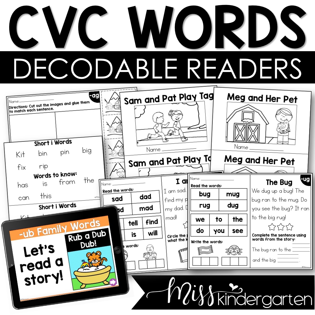 CVC Words Decodable Readers Kindergarten Small Group Reading Books Miss Kindergarten CVC Words Decodable Readers Kindergarten Small Group Reading Books Miss Kindergarten