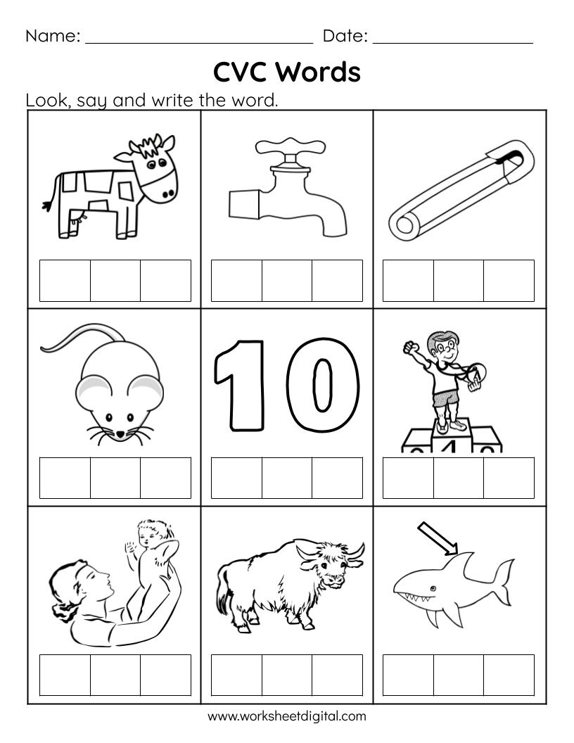 Cvc Word Kindergarten Worksheet