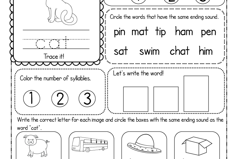 Cvc Word Kindergarten Worksheet