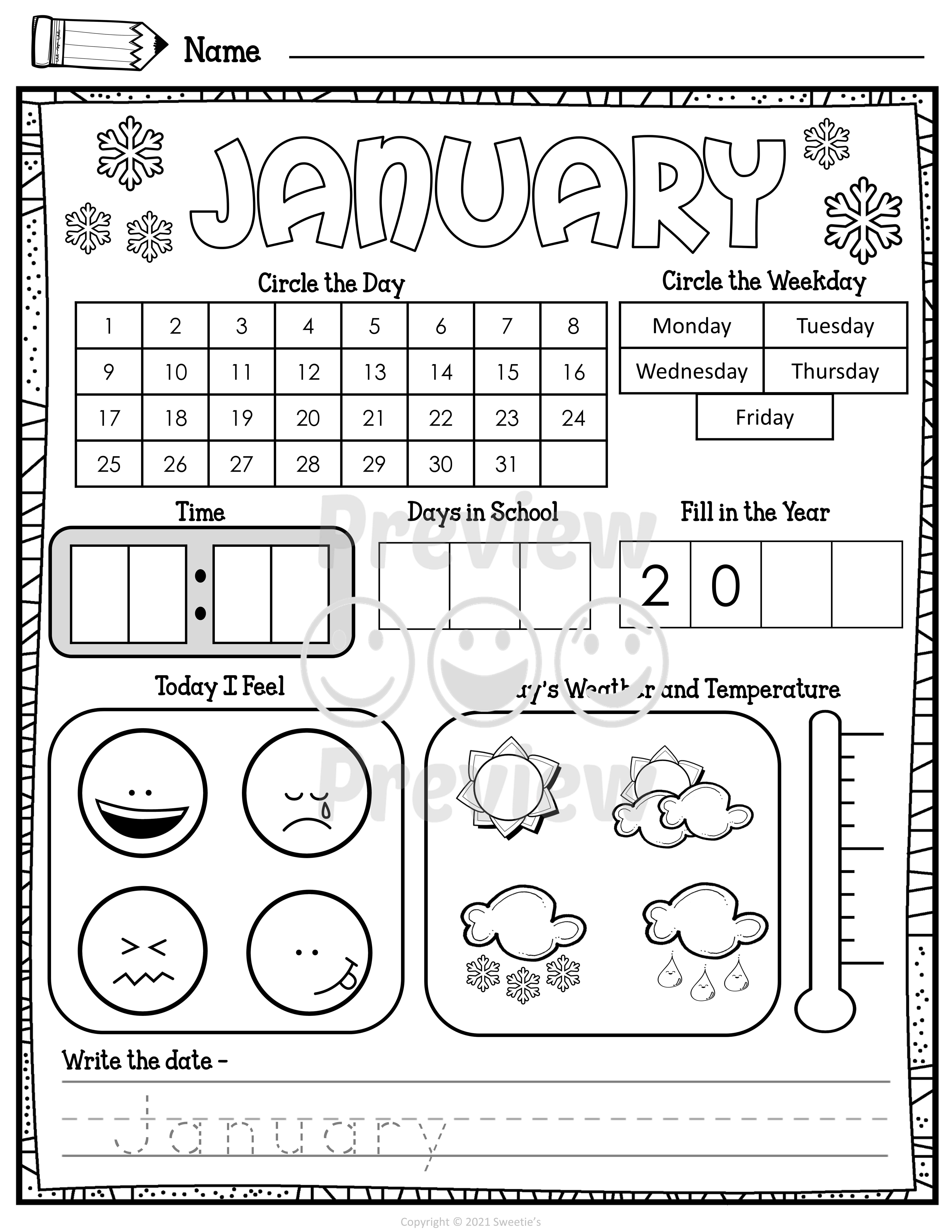 Daily Sheet Printable Preschool