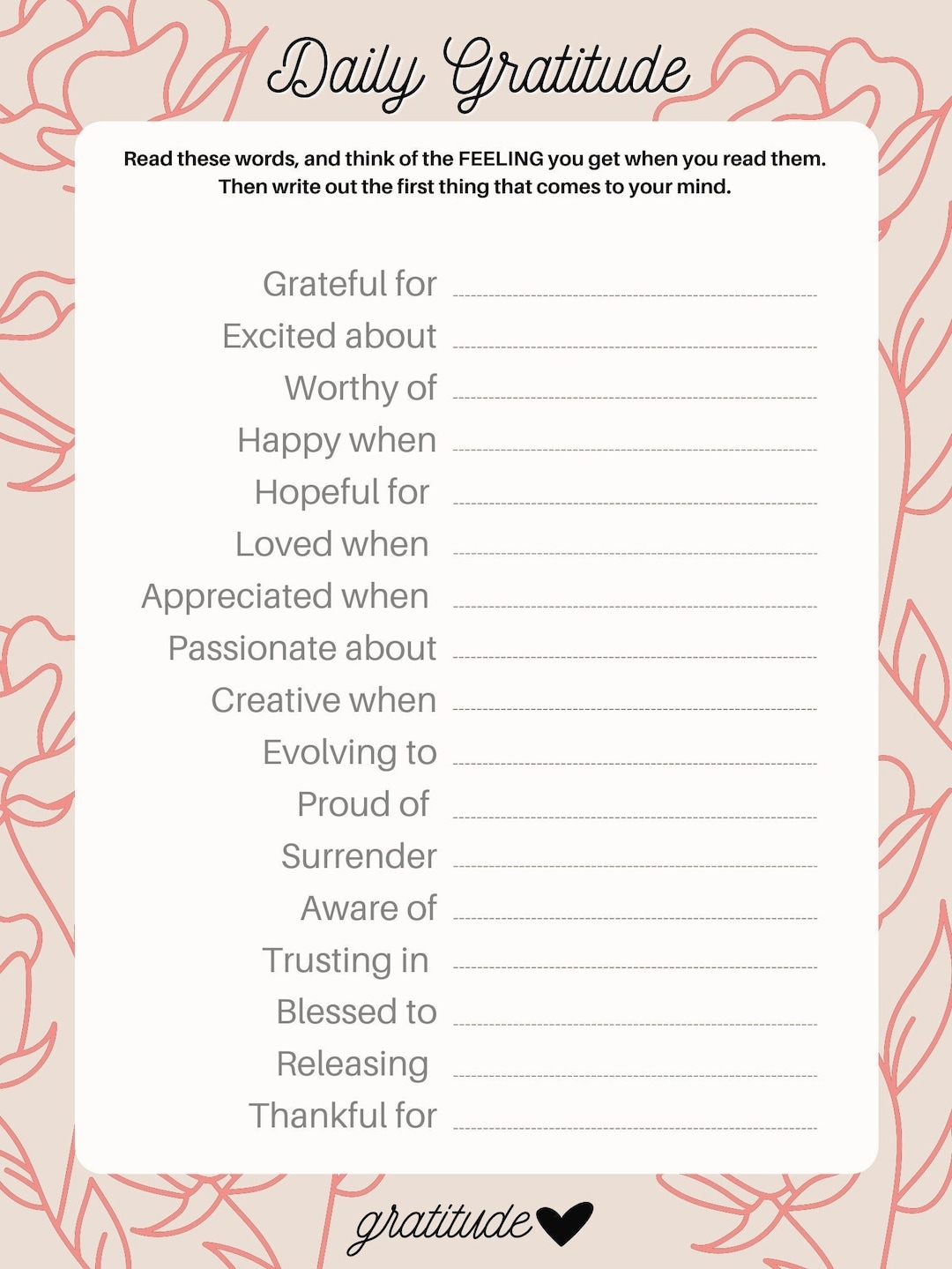 Free Printable Gratitude Worksheets