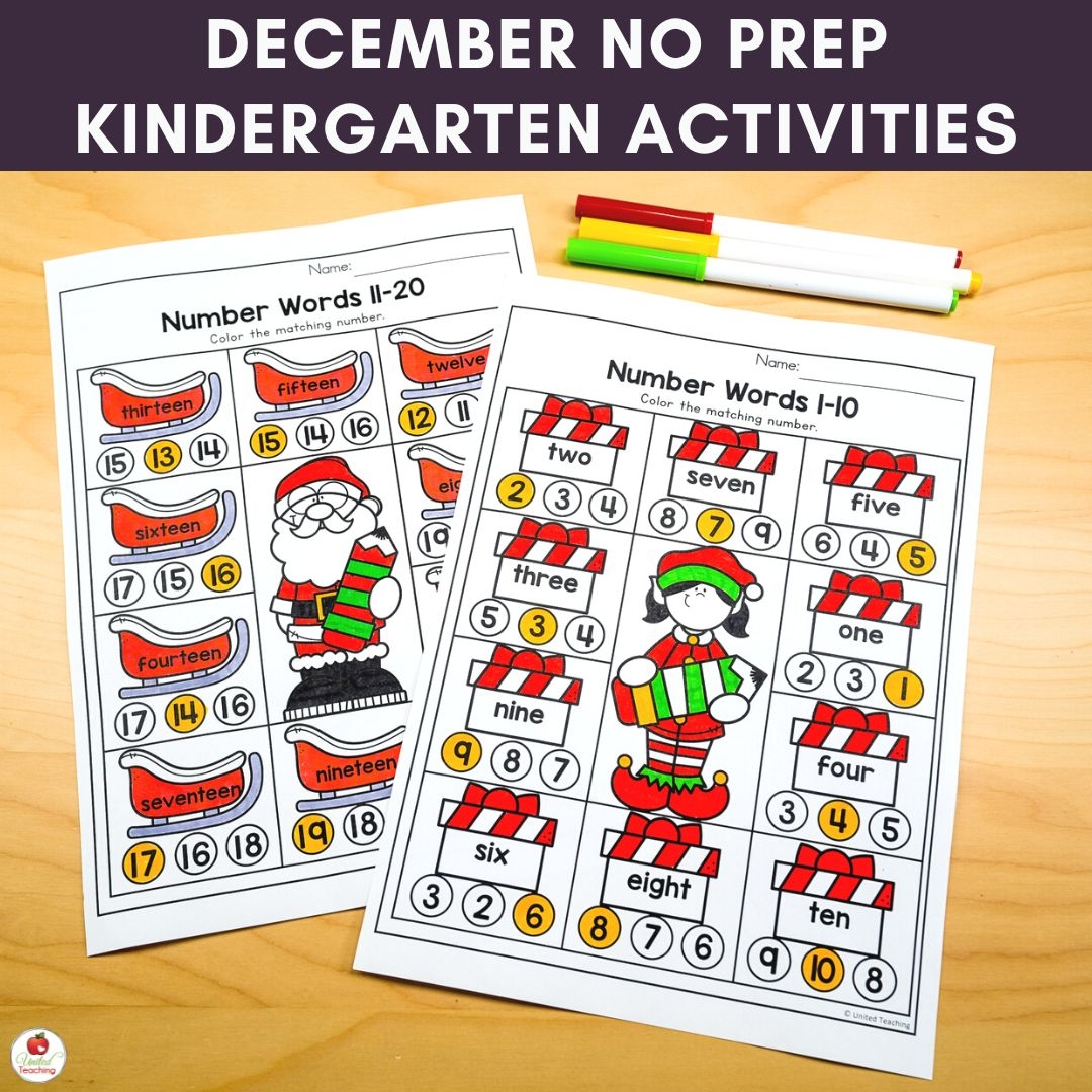 December Worksheets For Kindergarten Fun And Easy To Use Christmas Activities United Teaching