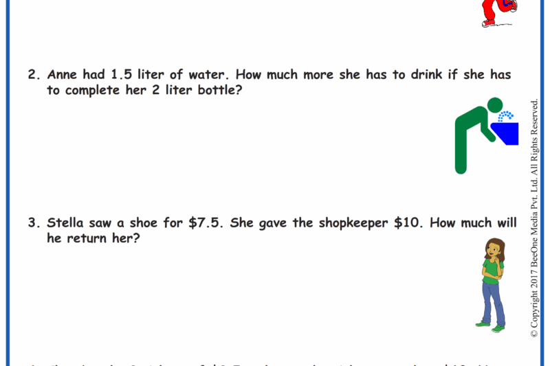 Free Printable Decimal Word Problem Worksheets