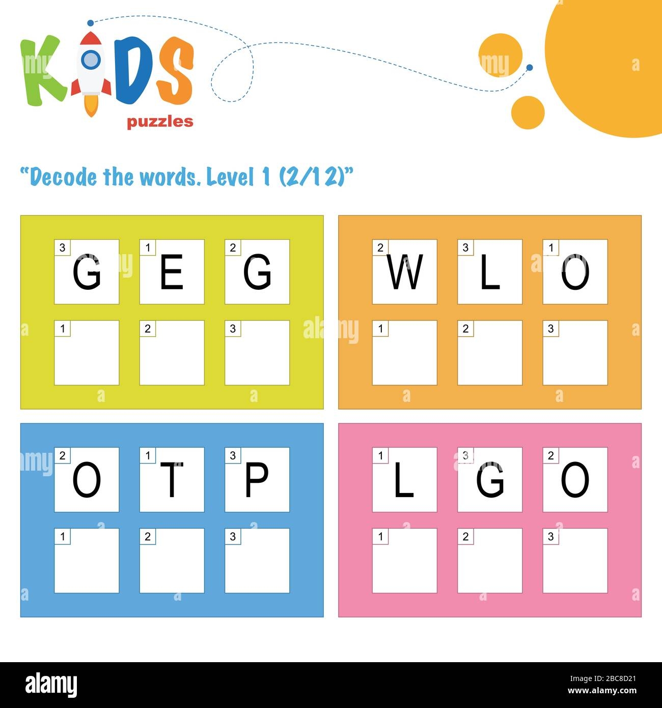 Decode The 3 letter Words Worksheet Practice For Preschool Elementary And Middle School Kids Fun Logic Puzzle Activity Sheet Stock Vector Image U0026 Art Alamy