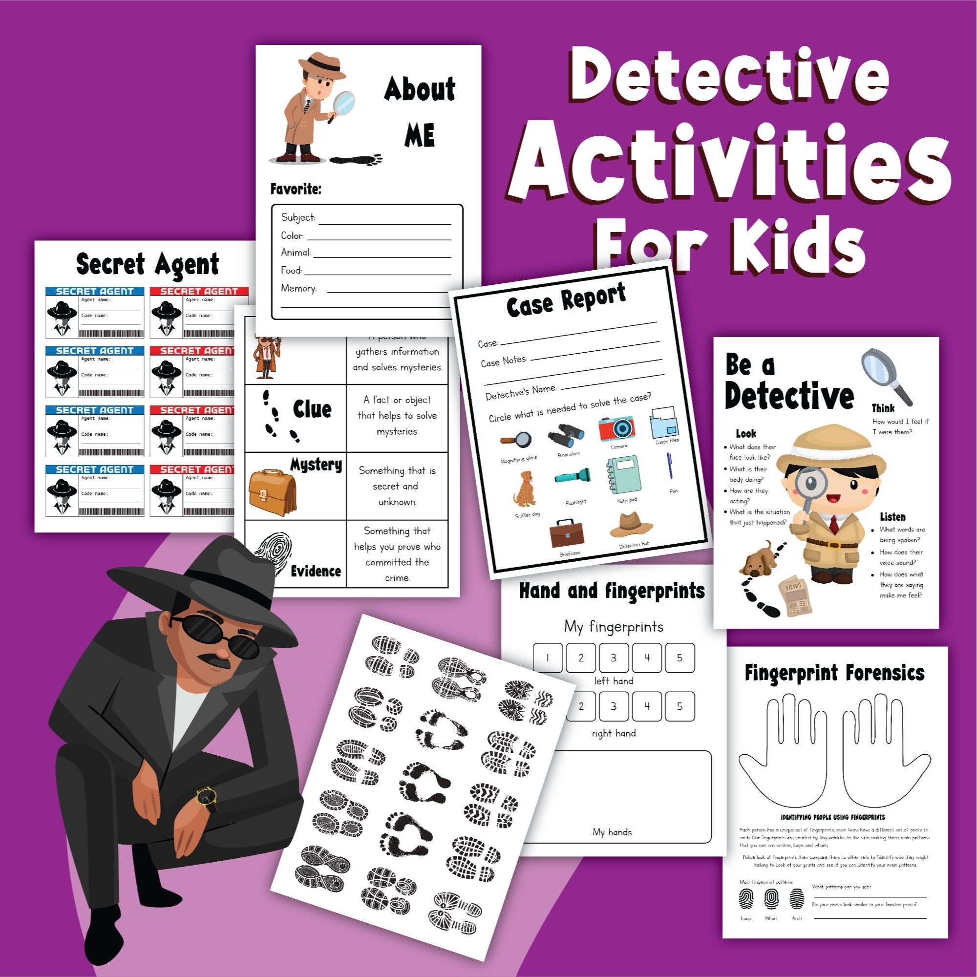 Detective Activities For Kids Worksheets Digital Download Detective Activities For Kids Worksheets Digital Download