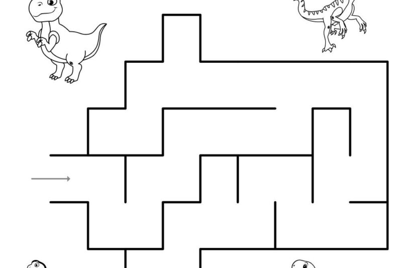 Dinosaur Maze Worksheet