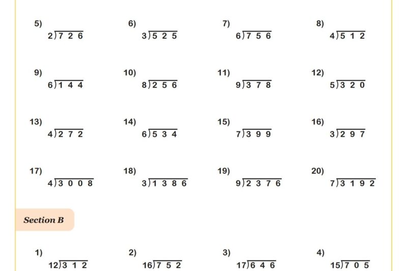 Free Printable Division Worksheets Without Remainders
