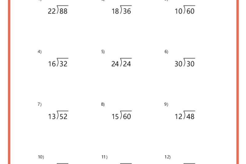 Free Division Worksheets Grade Three Printable
